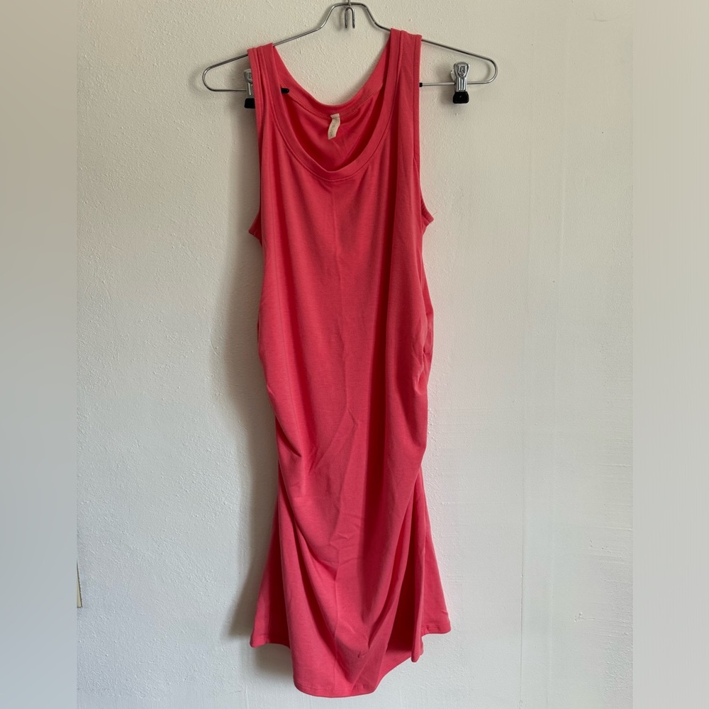 Pink Blush Coral Ruched Fitted Maternity